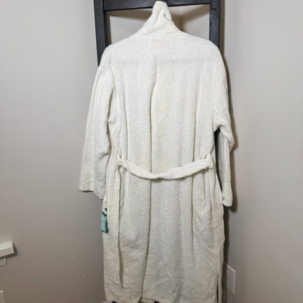 Vintage Stan Herman White Chenille Robe — Colorful Coffee Cups - VINTAGE - Picture 10 of 11